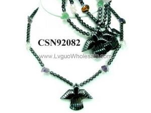 Hematite Bird Pendant Beads Stone Chain Choker Fashion Women Necklace